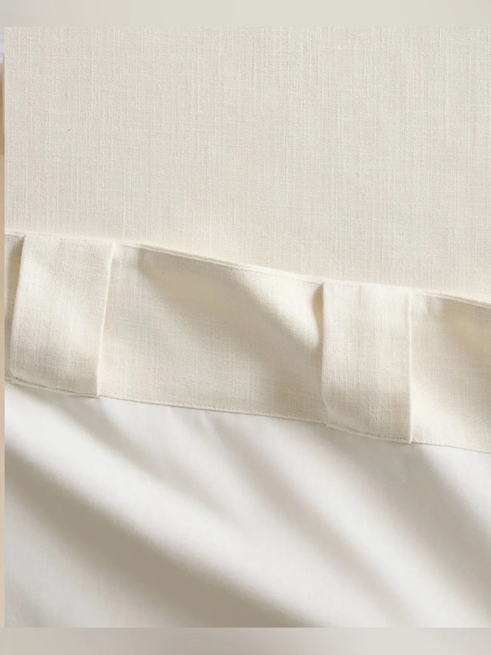New Quince Ivory Cotton Curtain Black Piped 48 x 108” Light Filtering 1 Panel